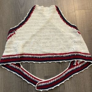 Knit halter top with tie back